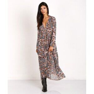 For Love & Lemons Grace Maxi Dress in Nude Floral Size Small